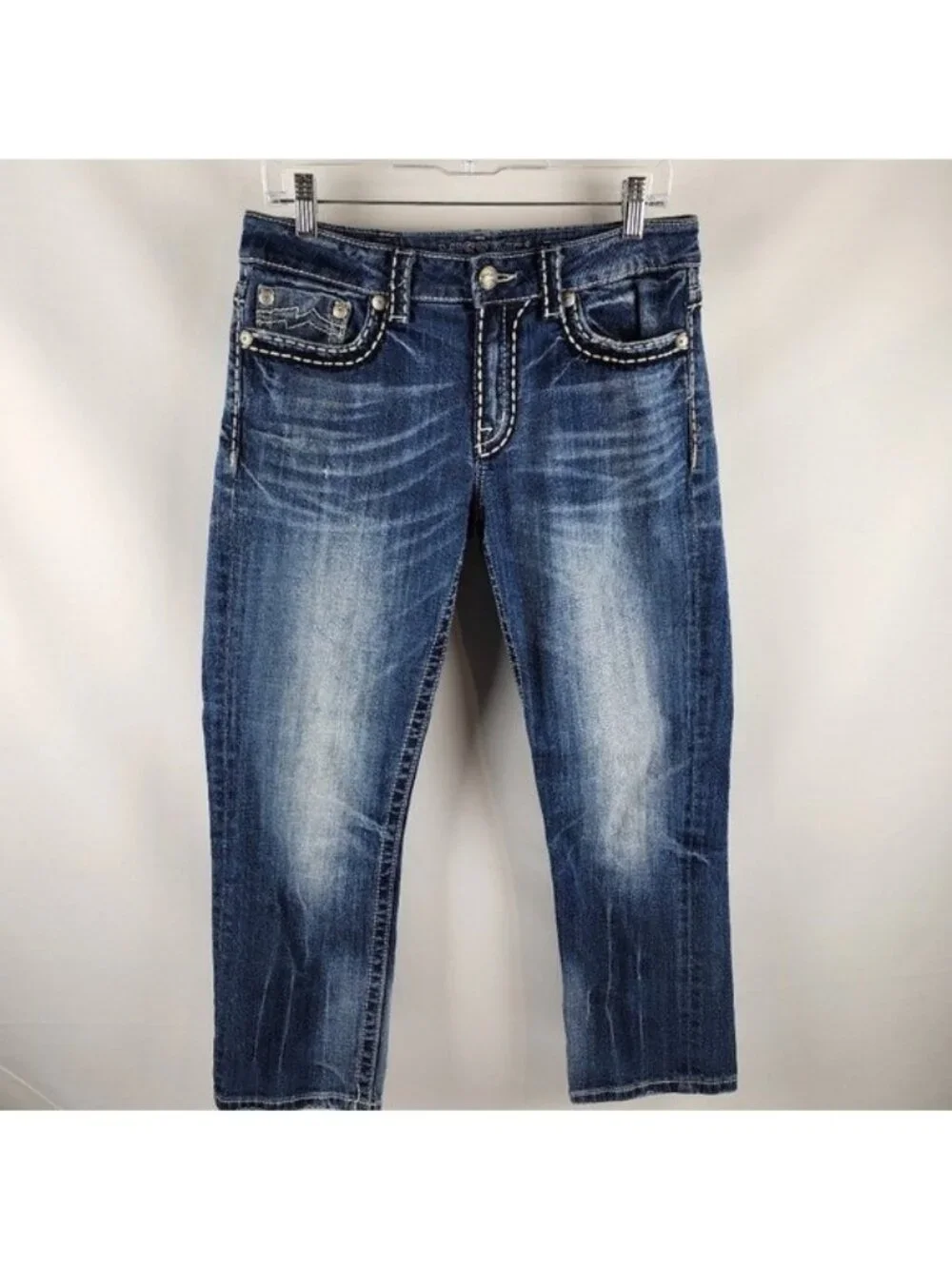 Miss Me Jeans Womens 28 Blue Capri Thick Threading JB1026P4 (28x26)